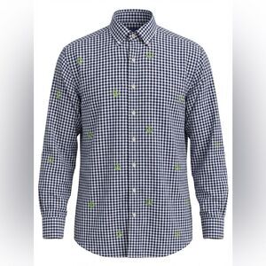 VINEYARD VINES FOR KENTUCKY DERBY MENS BUTTON DOWN SHIRT BLUE WHITE CHECK SIZE L